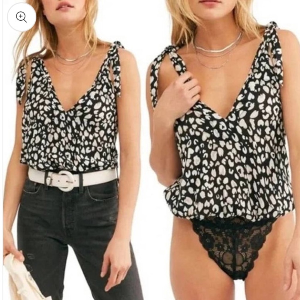 Intimately Free People Bare It All Bodysuit Black Leopard - Picture 1 of 10